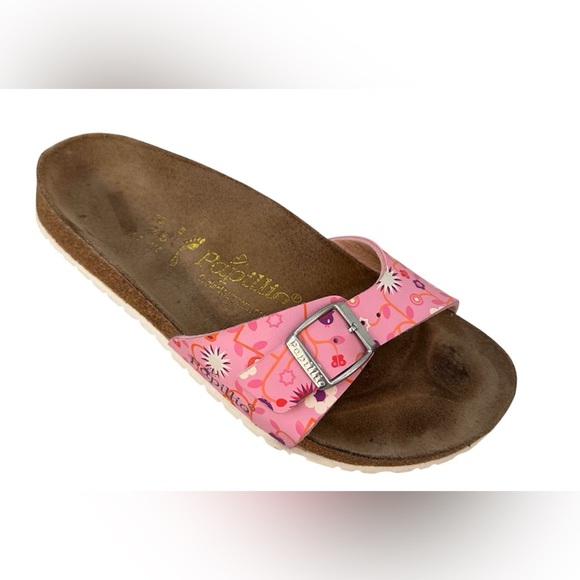 Papillio Birkenstock Birkis Pink Floral Buckle Sandals Slide-on Women’s Sz 8 38 - Picture 7 of 9
